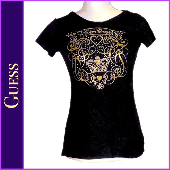 Guess Tops - Guess Black and Gold Tshirt